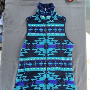 Chaps Blue and Black Patterned Vest A-2
